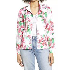 Tommy Bahama XL Floral Zip-Up Jacket Tropical Pink Green Casual Resortwear